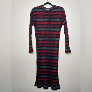 Zara Striped Knit Long Sleeve Dress